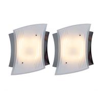 Applique murale, lampe design, lampe d'intérieur, lampe décorative en métal peint, chrome, verre satiné, détails décoratifs, 1x G10q, Lxl 31,5x27,5 cm, lot de 2