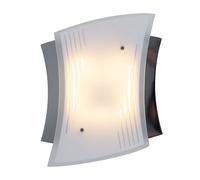 Applique murale, lampe design, lampe d'intérieur, lampe décorative en métal peint, chrome, verre satiné, détails décoratifs, 1x G10q, Lxl 31,5x27,5 cm