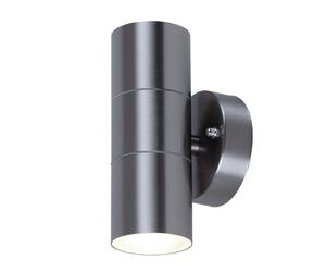 Applique murale Lampe d'extérieur Applique murale Garage, Up and Down IP44 acier inoxydable gris, 2x GU10 douilles, DxHxT 8,5x16,3x9,3 cm