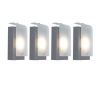 Applique murale, lampe d'extérieur, éclairage de façade, acier galvanisé, lampe de jardin LED, verre structuré, 3,7 W, 320 lm, blanc chaud, lot de 4