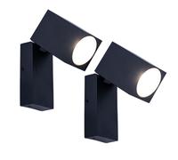 Applique murale, lampe d'extérieur orientable, spot, lampe de balcon, aluminium noir, douille GU10, LxHxP 6,6x10x9,2 cm, lot de 2