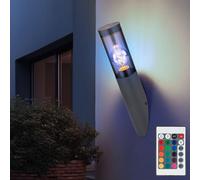 Applique d'extérieur applique murale en acier inoxydable lampe torche lampe de jardin extérieur, fumée anthracite, télécommande dimmable, LED RVB 8,5W 806Lm blanc chaud, DxH 7,6x40 cm
