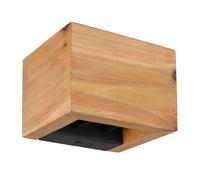 Applique murale lampe en bois lampe design salon Up Down réglable, métal marron noir, 1x LED 8 watts 800 lumen blanc chaud, LxlxH 13,2x11,3x9,8 cm