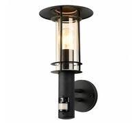Applique murale, lampe murale, éclairage extérieur, détecteur de mouvement, noir, acier inoxydable, H 36 cm