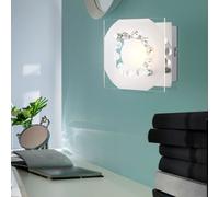 Applique murale applique chambre lampe spot salon, cristal décor cristaux K5, verre chromé clair, 1x LED 4W 320Lm 3100K, HxLxP 9,5x12x12 cm