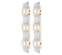 Applique murale lampe spot lampe de couloir lampe spot lampe de couloir lampe de salon, 3 flammes, verre chromé satiné clair, 3x LED 3W 684Lm blanc chaud, LxlxH 14x5x46 cm, 2er Set