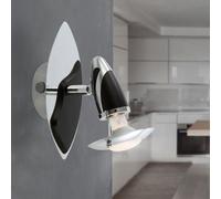 Applique murale spot éclairage spot couloir lampe de lecture salon, spot mobile, acier fer argent noir, 1x douille E14, HxL 20x17 cm