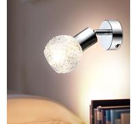 Applique Murale Lampe de Lecture Chrome Verre Chambre à Coucher Mobile H 15,5 CM