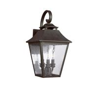 Applique murale lanterne d'extérieur en acier et verre transparent, 3 lampes, luminaire de balcon