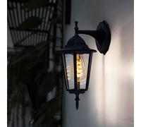 Applique murale lanterne d'extérieur lanterne murale lampe de cour noir éclairage de façade lampe d'extérieur, verre clair, 1x E27, DxLxH 20,8x17x36 cm