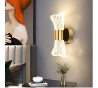 Applique murale LED 12W dimmable 3 températures - design sablier doré, intérieur moderne (22×10×8 cm)