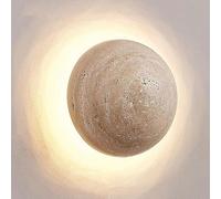 Applique Murale LED 15 W en Pierre Naturelle 15 cm, Style Nordique Rond marbré, câblée, pour Salon, Chambre, Salle de Bain, véranda ou Couloir.