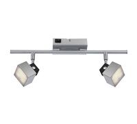 Applique murale LED 2 spots spot plafonnier orientable chrome, 2x 5W 350Lm blanc chaud, LxPxH 40x6x17 cm
