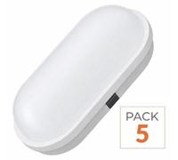 Applique murale LED, 20W, ovale, blanche, IP65 - Pack de 5 - Lumière blanche froide, 6000K - 8000K
