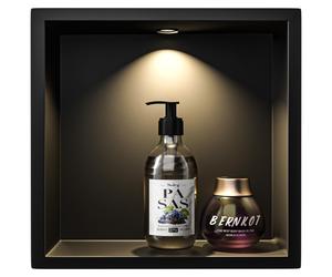 Applique murale LED, 30x30 cm, en acier inoxydable, étanche, finition noir mat