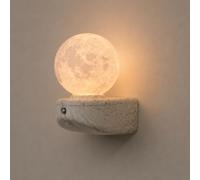 Applique Murale LED à Détecteur De Mouvement, Veilleuse Lune Magnétique Rechargeable USB Sans Fil, Lampe Murale à Piles Pour Chambre, Escalier, Salon, éclairage Intérieur (Marble)