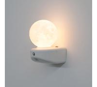 Applique Murale LED à Détecteur De Mouvement, Veilleuse Lune Magnétique Rechargeable USB Sans Fil, Lampe Murale à Piles Pour Chambre, Escalier, Salon, éclairage Intérieur (White)