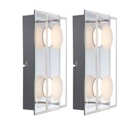 Applique murale LED à intensité variable, lampe de miroir, lampe de couloir, lampe de salon à 2 lampes, verre chromé, 2x 5 W 2x 350lm blanc chaud Lxl 24 x 12 cm