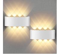 Applique murale LED - Aluminium 8W (2 pcs) - Blanc chaud 3000K - IP65 - 22x8x5 cm