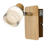 Applique murale LED applique d'intérieur bois chrome lampe acrylique opale, spot mobile, 1x 5W 380lm 3000K, HxLxP 12x7x11,5 cm