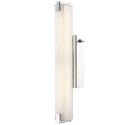 Applique murale LED avec interrupteur applique chromée pour cage d'escalier verre satiné, design tige, 9W 700Lm blanc chaud, LxlxA 38x6x9,4 cm