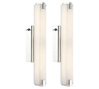 Applique murale LED avec interrupteur, applique pour miroir, luminaire chromé pour cage d'escalier, verre satiné, design tige, 9W 700Lm blanc chaud, LxPxA 38x6x9,4 cm
