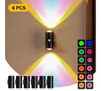 Applique murale, LED, changement de couleur, détecteur de mouvement, noire, lot de 6