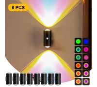 Applique murale, LED, changement de couleur, détecteur de mouvement, noire, lot de 8