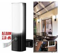 Applique murale LED d'extérieur avec caméra IP connectée 2K - secteur - noir