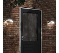vidaXL Appliques murales LED d'extérieur avec capteurs 2 pcs noir, éclairage mural LED d'extérieur, lampe murale de jardin, 4006279