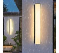 Applique Murale LED d'Extérieur Longue/Intérieure IP65, Étanche, Rectangulaire, Décorative, en Aluminium Noir, pour Cour, Patio, Garage, Lumière Chaude, 100 cm