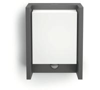 Applique murale LED d'extérieur Philips Arbour Large, Détecteur de mouvement, Lumière blanche chaude, IP44, Aluminium anthracite