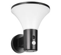 Applique murale LED d'extérieur, système hybride solaire, finition noire mate, 3,5 W, avec capteurs