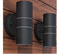 Applique murale LED d'extérieur - vidaXL - Acier inoxydable - Noir - 90x160 mm - IP44 - Blanc chaud
