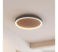 Applique murale LED en bois et aluminium naturel noir salon couloir chambre à coucher Ø 50 cm ronde 3500 K blanc chaud anti-éblouissante lampe murale chaleureuse dimmable TONGSTEL