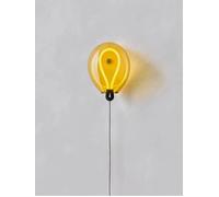 Applique murale LED en forme de ballon, verre jaune froissé, lumière chaude 8W avec interrupteur intégré dans le câble