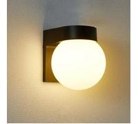 Applique Murale LED Exterieure Etanche Noire avec Globe Blanc 15W Lumiere Chaude pour Jardin Balcon Entree