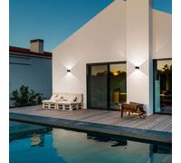 Applique murale LED extérieure Lao 12 W 1080 lm 3000 K, couleur noire, en aluminium et verre cristal, IP65, design moderne et élégant