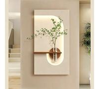 Applique Murale LED Facile à Installer pour Home Decor, Art Mural LED 3D de Luxe avec Végétaux & Vase de Stockage d'Eau, Décoration Murale Minimaliste pour Salon Entrée(C,80*150cm/31.5*59.1in)