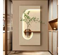 Applique Murale LED Facile à Installer pour Home Decor, Art Mural LED 3D de Luxe avec Végétaux & Vase de Stockage d'Eau, Décoration Murale Minimaliste pour Salon Entrée(D,80*150cm/31.5*59.1in)