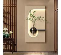 Applique Murale LED Facile à Installer pour Home Decor, Art Mural LED 3D de Luxe avec Végétaux & Vase de Stockage d'Eau, Décoration Murale Minimaliste pour Salon Entrée(B,50*90cm/19.7*35.4in)