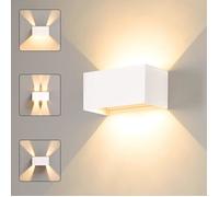 Applique murale LED int/ext, IP65 étanche, moderne, 3000K réglable, aluminium blanc, chambre/salon/entrée