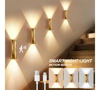 Applique murale LED intelligente avec variateur tactile et détecteur de mouvement, applique murale LED magnétique intérieure avec détecteur de mouvement, 3 couleurs réglables, veilleuse sans fil avec 