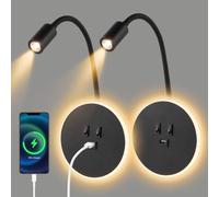 Applique murale LED Lampe Col de Cygne Flexible, 3W 9W Applique de Lecture avec Port de Charge USB et interrupteur, 2 pièces Liseuse Fixation Murale Spot réglable pour Chambres Salon Hôtel (noir)