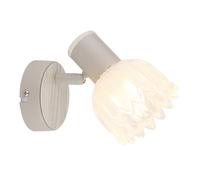 Applique murale LED, lampe de salon, orientable, beige, métal et verre, L 12,5 cm