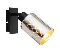 Applique murale LED, lampe de salon, orientable, métal noir, H 20 cm