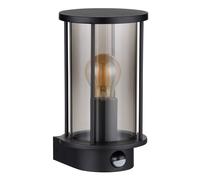 Applique murale LED Lampe d'extérieur Lampe de façade Détecteur de mouvement Verre Fumée Acier inoxydable Lampe de jardin, 7W 806lm blanc chaud, HxL en cm : 25,2x14,3