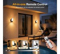 Applique murale LED - Lot de 2 - Capteur de mouvement PIR à 120° - Télécommande - 3 modes d'éclairage - Gradable - Étanchité IP65