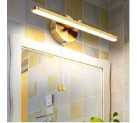 Applique murale LED pour salle de bain 12 W en aluminium 40 cm avec interrupteur à tirette (laiton poli)