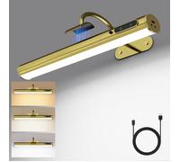 Applique murale LED sans fil USB rechargeable, batterie 4000 mAh, télécommande, luminosité et couleur réglables, alu bronze, 360°